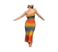 (M)V-neck Party Tie Dye Dress For Women 2022 Sleeveless Spaghetti Strap Long Dresses Summer Sexy Elegant Clubwear Vestidos
