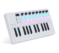 M-VAVE 25 touches 16 pads de batterie rétroéclairés Clavier MIDI - Beat maker professionnel et Keytar pour la production musicale au clavier Batterie intégrée Wireless Connect, MIDI 16 PADS, Blanc