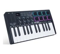 M-VAVE 25 touches 8 pads de batterie rétroéclairés Clavier MIDI - Beat maker professionnel et Keytar pour la production musicale au clavier Batterie intégrée Wireless Connect, Noir, MIDI 8 PADS, Noir