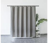 M&W DAS DESIGN Rideau de douche en textile lourd, aspect lin, qualité lourde, résistant à la moisissure, tissu de luxe, 100 % imperméable, opaque, avec 16 crochets, poids inférieur