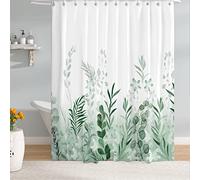 M&W DAS DESIGN Rideau de douche en tissu polyester, motif forêt vierge, prairie, plantes vertes, aspect aquarelle, anti-moisissure, imperméable, avec 12 anneaux en C, ourlet lesté, 180 x 200 cm