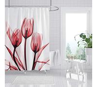 M&W DasDesign Rideau de douche en textile avec 12 anneaux en C - Effet anti-moisissure - Rose - Avec 12 anneaux en C - Poids inférieur : 180 x 200 cm (l x h)