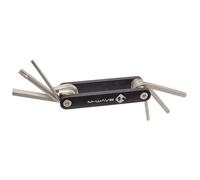 M-Wave 18809751 Outil multifonction pour vélo, unisexe, pour adulte, 6 fonctions, en acier CRV, compact et stable, boîtier en aluminium, idéal pour les déplacements, poche F6, noir