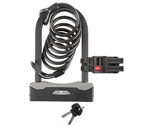 M-WAVE B&S 12340251 Serrure à manille avec câble spiralé Noir 165 x 247 mm