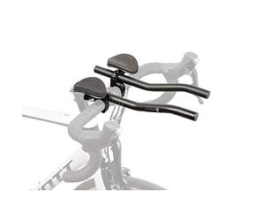 M-Wave tri Bar, Aero F, Alloy, Black, for 31.8 mm Handlebar, with Adapter for 25.4 mm, with Clip-on Arm Rest (Width Adjustable) and Detachable Pads, Slightly bended Arms with Scale, on Card