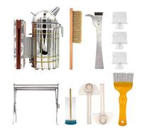 M.Z.A MUALROUS 11 Pièces Kit d'Outils d'Apiculteur Ensemble d'Outils De Ruche Attrape-Reine J Hook Hive Brosse Kit de Démarrage pour l'Apiculture