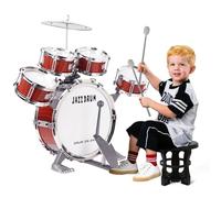 m zimoon Kit De Batterie Jazz pour Enfants , 5 Tambours avec Tabouret DéButants Instrument Musique à Batteries Et Percussions Vacances Jouet Anniversaire NoëL Cadeau éDucatif pour GarçOns Filles