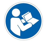 M002 - Consulter le manuel/la notice d'instruction - Panneau et Signalétique d'obligation - Dimensions au choix - Norme ISO 7010