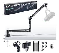M05 Pro Bras de microphone rotatif à 360° avec support de bureau, bras de microphone pliable avec adaptateur à vis de 3/8" à 5/8", bras de microphone pour streaming en direct, jeux vidéo (noir)