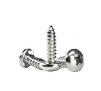 M1.4 M1.7 M2 M2.2 M2.6 M3 M3.5 M4 M5 M6 petite vis autotaraudeuse à tête ronde Phillips en acier inoxydable 304(8mm,M1.7 x 50Pieces)