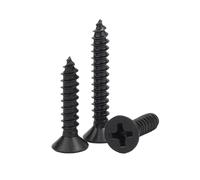 M1-M6 Black 304 Stainless Steel Flat Countersunk Head Self Tapping Screws, Cross Wood Screw Assortment Fasteners (10mm,50pcs M1.4)