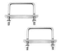M10 U Bolts 100 x 100mm 2pcs Square U Bolt 304 Stainless Steel with Flange Nuts Plates Set of Clamping Bolts for Fitting Pipes