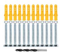 M10 x 50 mm Lot de chevilles et de vis murales pour maçonnerie - Vis à brique robuste - Fixations murales avec vis tire-fond et rondelle - Vis à béton pour support TV - Mât d'antenne