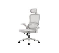 SIHOO M102C Chaise de bureau ergonomique en maille, haut dossier avec accoudoirs 3D, soutien lombaire réglable haut/bas, chaise de travail informatique pivotante, cadre blanc et maille gris clair