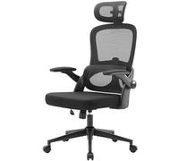 M102C Chaise ergonomique - Hauteur réglable,Support lombaire,Accoudoirs rabattables,Large coussin assise,136kg max,TÜV/SGS BIFMA,Noir