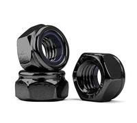 M12-1,75 Ecrous Autobloquant, Acier Inoxydable 304 Oxyde Noir Écrou Hexagonal, Ecrou Frein de Blocage en Nylon DIN985 (10 Pièces)