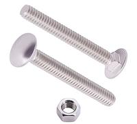 M12-1.75 x 90mm (4 Sets) Carriage Bolt DIN603 with Hex Nut DIN934, Full Coarse Thread, 304 Stainless Steel 18-8, Round Head Square Neck Screws Coach Bolt