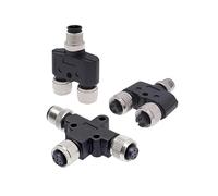 M12 Sensor Connector Waterproof Three-way Pipe Conversion Plug Male Female 4 5 8pin Y shaped T Type A code Connectors NWPNLXEA(5T (1 male 2 female))