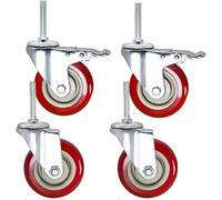 M12 X 60mm Long Thread 3 4 5 Roues Échafaudage Robuste 500kg Silent PU avec émerillon De Frein pour Meubles Établi De Chariot De Transport Industriel, 3inch 2brake+2swivel