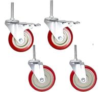 M12 X 60mm Long Thread 3 4 5 Roues Échafaudage Robuste 500kg Silent PU avec émerillon De Frein pour Meubles Établi De Chariot De Transport Industriel, 5inch 2brake+2swivel