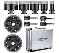 M14 Foret diamant 6/8/10/12/20/35/45/50/68 mm + Disque de tronçonnage pour meuleuse d'angle, scies cloches, carrelage, granit, grès cérame, céramique, maçonnerie, couronne de forage humide et sèche