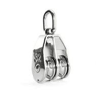 M15 Poulie double pivotante en acier inoxydable - 1 poulie de levage - permet de soulever la corde de levage de bateaux ou de yachts, argent
