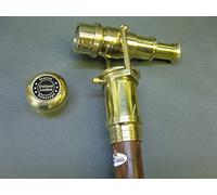 M1537 Canne de marche en bois précieux avec jumelles en laiton 98 cm