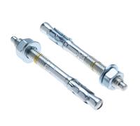 M16 Ancrage en béton 16 mm x 135 mm Boulon traversant pour fixation de 15 mm, vis à tige filetée, ancrage à coin galvanisé avec rondelle, écrou, marquage de profondeur et cône d'expansion, paquet de 4