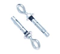 M16 Boulon à œil pour mur en béton, vis à œil avec cheville en acier Expandabe, douille en métal, 8mm et boulon d'ancrage 12x80mm avec écrou hexagonal, pour le béton et la pierre (2 pcs)