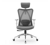 M18 Chaise ergonomique - Soutien 4 points tête/dos/lombaire/mains,Maille respirante,Appui-tête et lombaire réglables,Taille 1,68-1,88m,150kg max,BIFMA,Bureau/Maison/Jeux,Gris