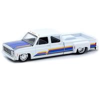 M2 39000-MJS08 Camion Super 30 Dually Pickup Blanc avec capot bleu et rayures Édition limitée à 8800 pièces dans le monde entier 1/64 Diecast Truck