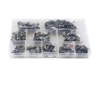 M2 .5 M3 M4 M5 Grade 10.9 acier noir six pans creux vis à tête plate clé boulon écrou rondelle ensemble Kit pour Vélo Moto Auto(M4-360pcs)