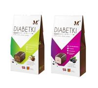 M2 Diabetki Mix Pralines aux noisettes et au yaourt aux fruits, chocolat sans sucre, délicieuses friandises pour consommateurs avertis et diabétiques, snacks sans gluten et végétariens, 12x100 g