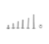 M2 Kit de 250pcs Assortiment Vis Boulon Douille Hexagonale Tête Fraisée Plate/Bombée/Cylindrique Six Pans Creux en Acier Inoxydable A2 avec Ecrous, M2 x 4/6/8/10/12/16mm (Tête Plate)