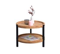 M2 Kollektion Alva 1 Table Basse en Bois véritable plaqué chêne Sauvage Marron Diamètre 50 cm Hauteur 39 cm