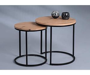 M2 Kollektion Denver Table Basse en Bois Marron H1 = 47 cm, D1 = 40 cm, H2 = 52 cm, D2 = 50 cm