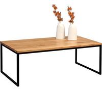 M2 Kollektion HomeTrends4You 264222 Table en Bois de chêne Massif Verni/métal Noir Mat, 110 x 60 x 43 cm