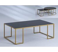 M2 Kollektion Matteo Lot de 2 Tables Basses en Verre Doré/Noir 102 x 36 x 61 cm