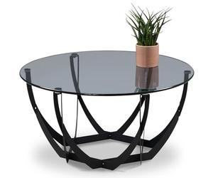 M2 Kollektion Maya 2 Table Basse, Verre Métal, Noir, B/H/T=80x40x80cm