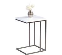 M2 Kollektion Michi Table d'appoint, Bois d'ingénierie, Blanc/métal Aspect Acier Inoxydable, 38 x 43 x 62,5 cm