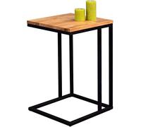 M2 Kollektion Nick Table d'appoint en métal Noir Mat, Plateau en chêne Sauvage Massif huilé, 22 mm