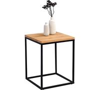 M2 Kollektion Ralf Table d'appoint Bois Métal Noir Mat Chêne Sauvage Massif Huilé 40 x 40 x 52 cm