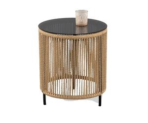 M2 Kollektion Simon 1 Tables d'appoint, Métal Verre, Acacia, H=46cm D=40cm