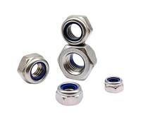 M2 M2.5 M3 M3.5 M4 M5 M6 M8 M10 M12 M16 Hexagone Hexagonal En Nylon Écrou Autobloquant Écrou Nylock Contre-écrou A2 304 Acier Inoxydable DIN985(50pcs M6)