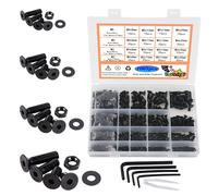 M2 M3 M4 M5 Écrous Et Boulons Rondelles Ensemble Assorti,1065Pièces Noir Hex Socket Head Cap Vis Boulon Et Écrou Kit,Filetage Machine Boulons Et Écrou Ensemble Outils Assortiment Kit