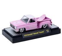 M2 Machines Auto-Thentics Maui & Sons 1979 Chevy Silverado Stepside en rose et blanc R108 26-12