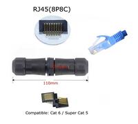 M20 RJ45 Black Prise de courant RJ45 étanche pour Aviation, extension de connecteur de câble réseau M20 IP68 CAT6 CAT5E à Double tête non blindée