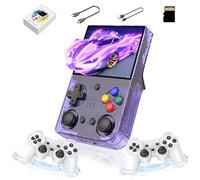 M21 Console de Jeu Portable Console de Jeux rétro avec 2 manettes sans Fil,30000+ Jeux 30+ émulateurs,Batterie 4000mAh 8 Heures,écran 3.5'' IPS Console de Jeux vidéo,Connectivité TV (Violet-128G)