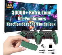 M22 U Clé de Jeu Rétro 4K, Console de Jeu avec Émulateur Rétro Intégré 30 000+ Jeux Rétro 50+ Émulateurs, Jeu TV Rétro Plug and Play, avec Manette sans Fil 2,4 GHz, Joysticks Doubles 3D (64 Go, Vert)