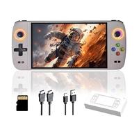 M27 Console de Jeux Portable Contrôleur Filaire avec Vibration 256G,Jeux intégrés 2w+/3w+/5w+ et 30+ Langues, Compatible avec Le système EmuELEC, Console de Jeux vidéo rétro Cadeau(Gris)